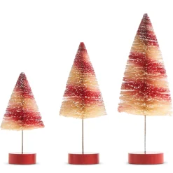 Clearance The Jolly Christmas Shop Raz 15" Peppermint Swirl Bottle Brush Trees Set Of 3 4315554
