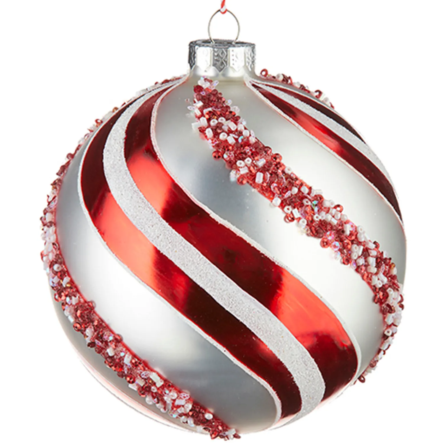 The Jolly Christmas Shop Raz 5" Peppermint Swirl Glass Ball Christmas Ornament 4220960