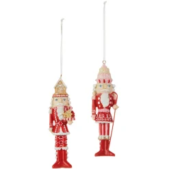 Online The Jolly Christmas Shop Raz 5.75" Pink And Red Gingerbread Nutcracker Christmas Ornament Set Of 2 4310255