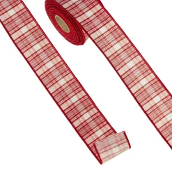 Best The Jolly Christmas Shop Raz 2.5" Pink And Red Plaid Wired Christmas Ribbon R4371767