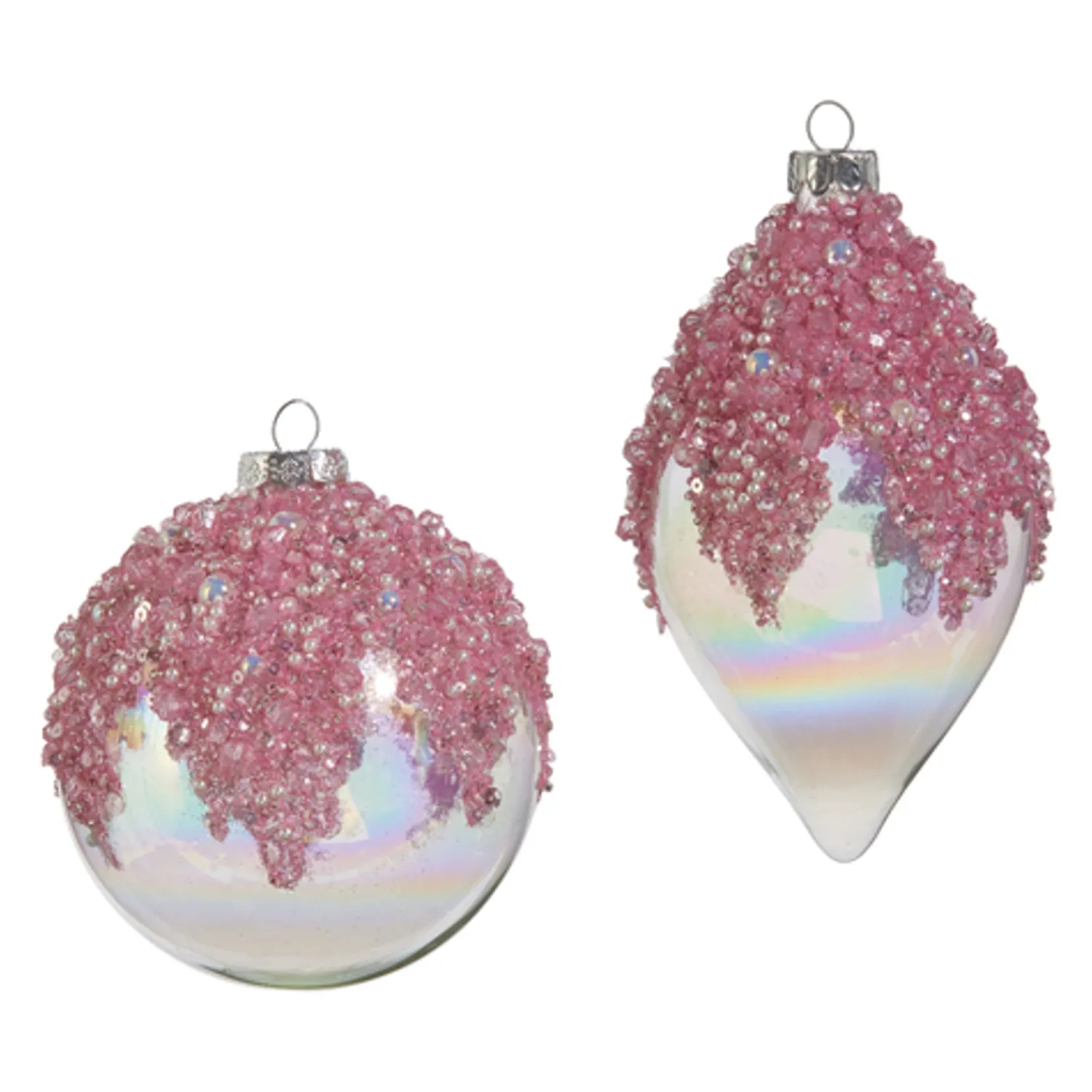 Hot The Jolly Christmas Shop Raz 4" Pink Beaded Iridescent Glass Christmas Ornament 4422913