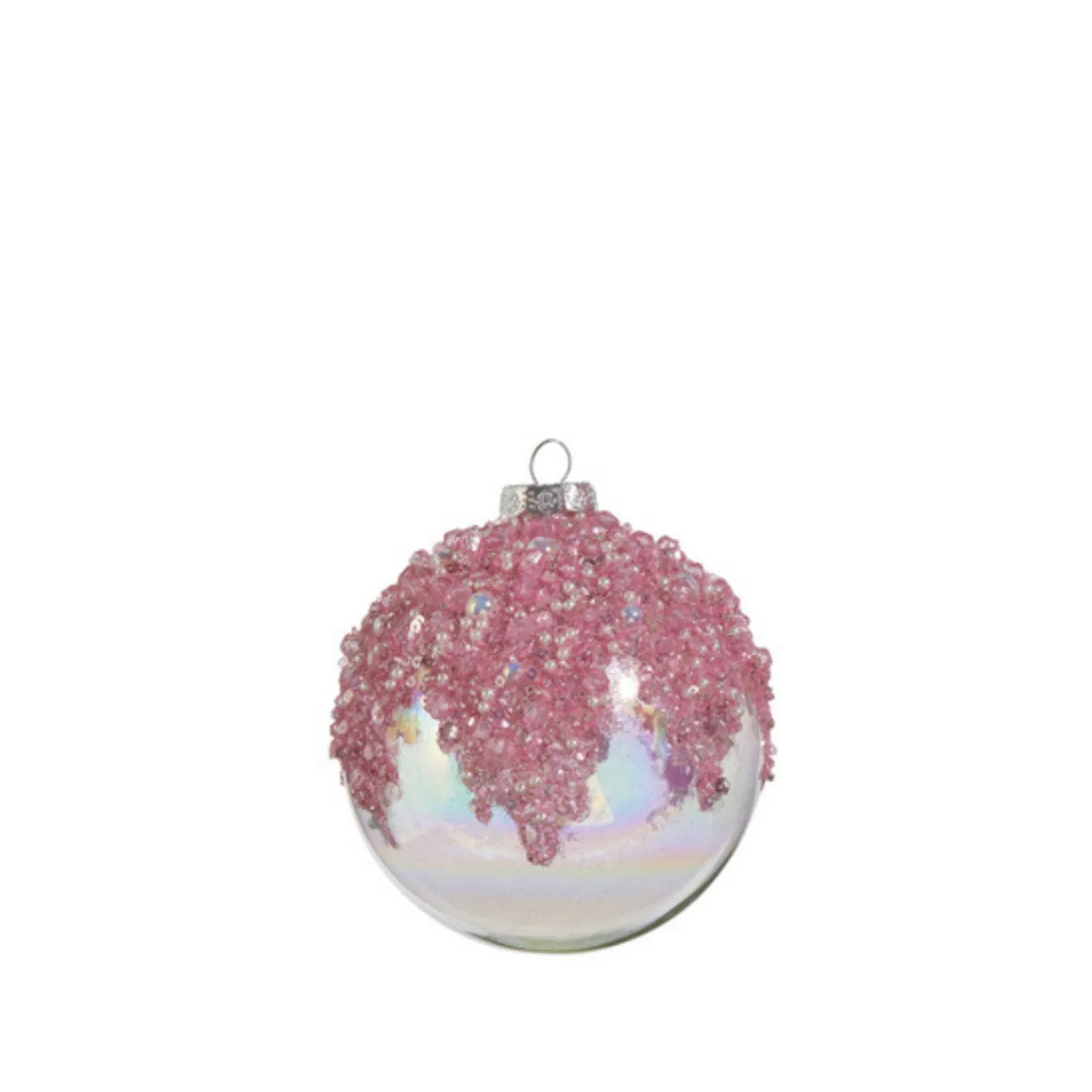 Hot The Jolly Christmas Shop Raz 4" Pink Beaded Iridescent Glass Christmas Ornament 4422913