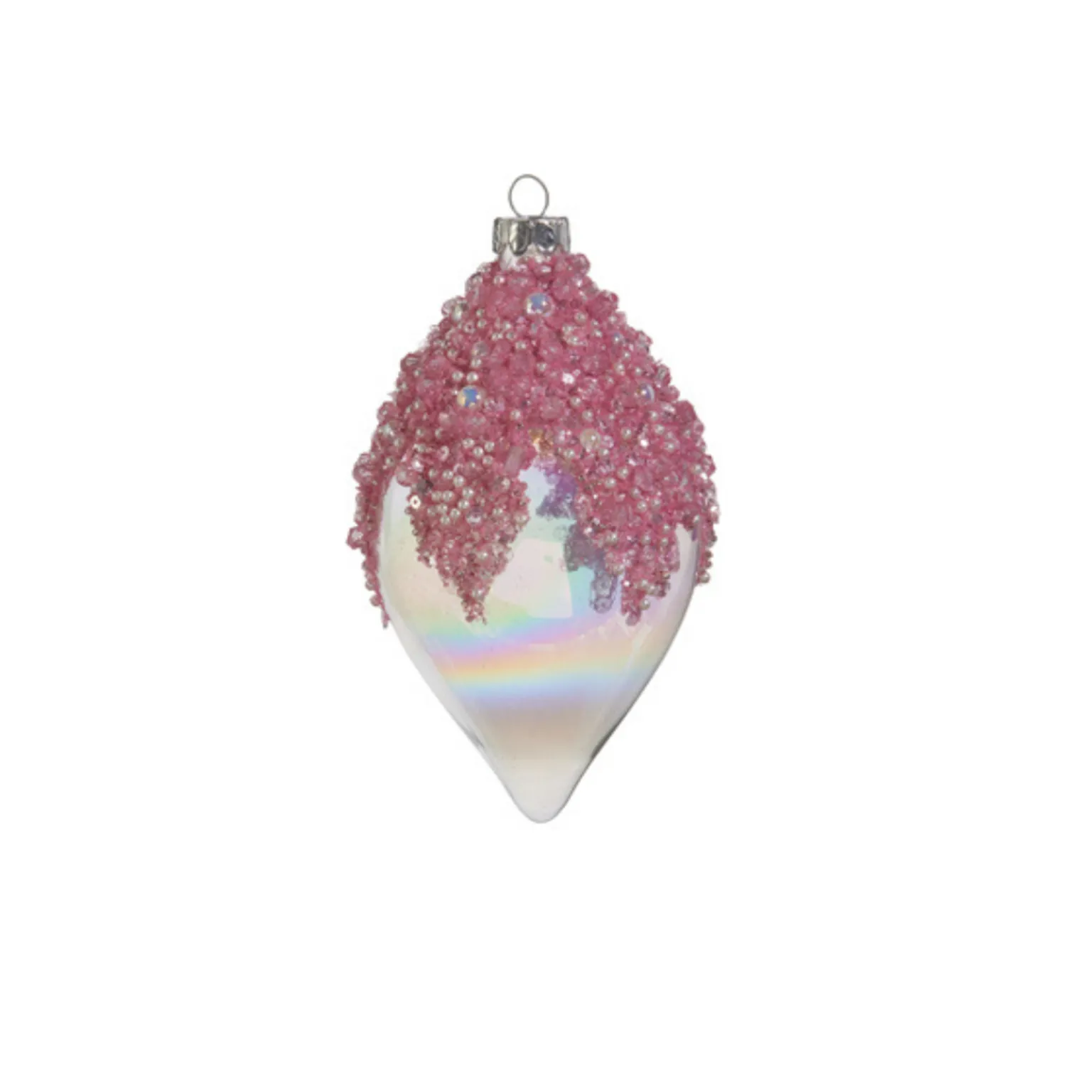 Hot The Jolly Christmas Shop Raz 4" Pink Beaded Iridescent Glass Christmas Ornament 4422913
