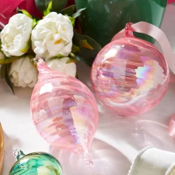 Clearance The Jolly Christmas Shop Raz 5" Pink Blown Glass Christmas Ornament 4324512