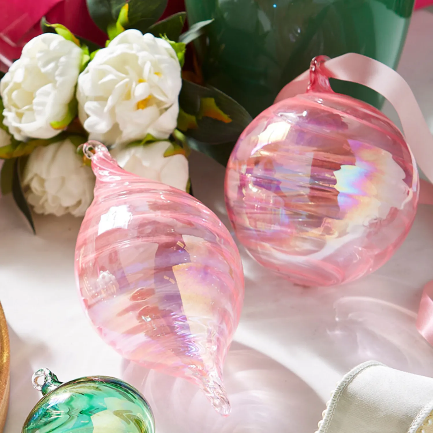 Clearance The Jolly Christmas Shop Raz 5" Pink Blown Glass Christmas Ornament 4324512