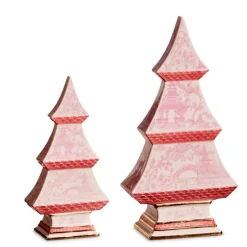 Discount The Jolly Christmas Shop Raz 9" Pink Chinoiserie Delft Trees Set Of 2 4457728