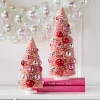 The Jolly Christmas Shop Raz 12" Pink Christmas Bottle Brush Tree With Ornaments 4416190