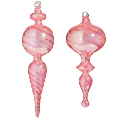 Outlet The Jolly Christmas Shop Raz 10" Pink Finial Glass Christmas Ornament 4324514