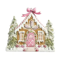 Sale The Jolly Christmas Shop Raz 5.75" Pink Gingerbread House Metal Christmas Ornament 4416367