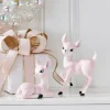 Clearance The Jolly Christmas Shop Raz 8.25" Pink Retro Christmas Deer Figure Set Of 2 4412100