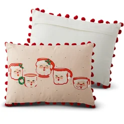 Outlet The Jolly Christmas Shop Raz 20" Pink Santa Mug Lumbar Christmas Pillow 4319326
