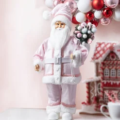 Hot The Jolly Christmas Shop Raz 18" Pink Santa With Bag Christmas Figure 4315540