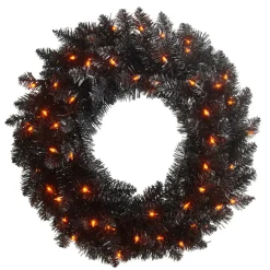 Sale The Jolly Christmas Shop Raz 24" Pre-lit Black Tinsel Halloween Wreath W4352020