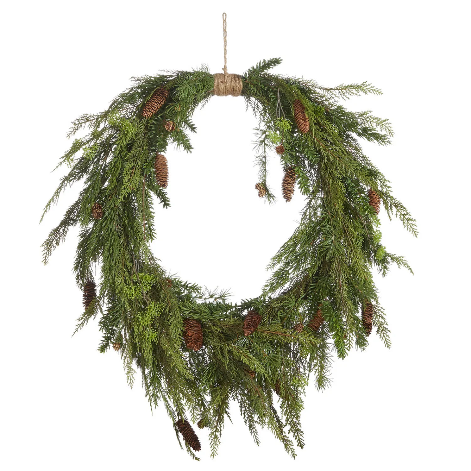 Hot The Jolly Christmas Shop Raz 30" Real Feel Oval Cedar And Pinecone Christmas Wreath W4011591