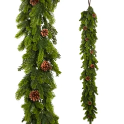 Hot The Jolly Christmas Shop Raz 5.5' Real Feel Pine And Mini Pinecone Christmas Garland G4441751