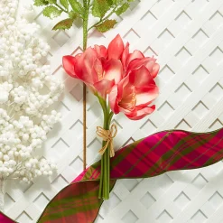 Sale The Jolly Christmas Shop Raz 12.5" Real Feel Pink Amaryllis Bundle Christmas Tree Accessory F4302309