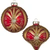 Sale The Jolly Christmas Shop Raz 4" Red And Gold Jeweled Glass Christmas Ornament 4112511