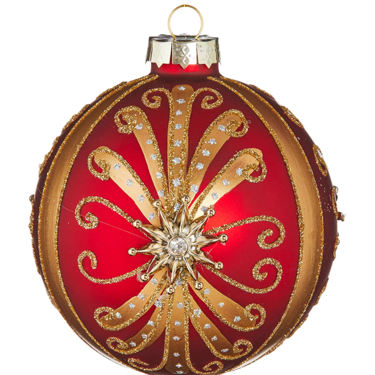Sale The Jolly Christmas Shop Raz 4" Red And Gold Jeweled Glass Christmas Ornament 4112511