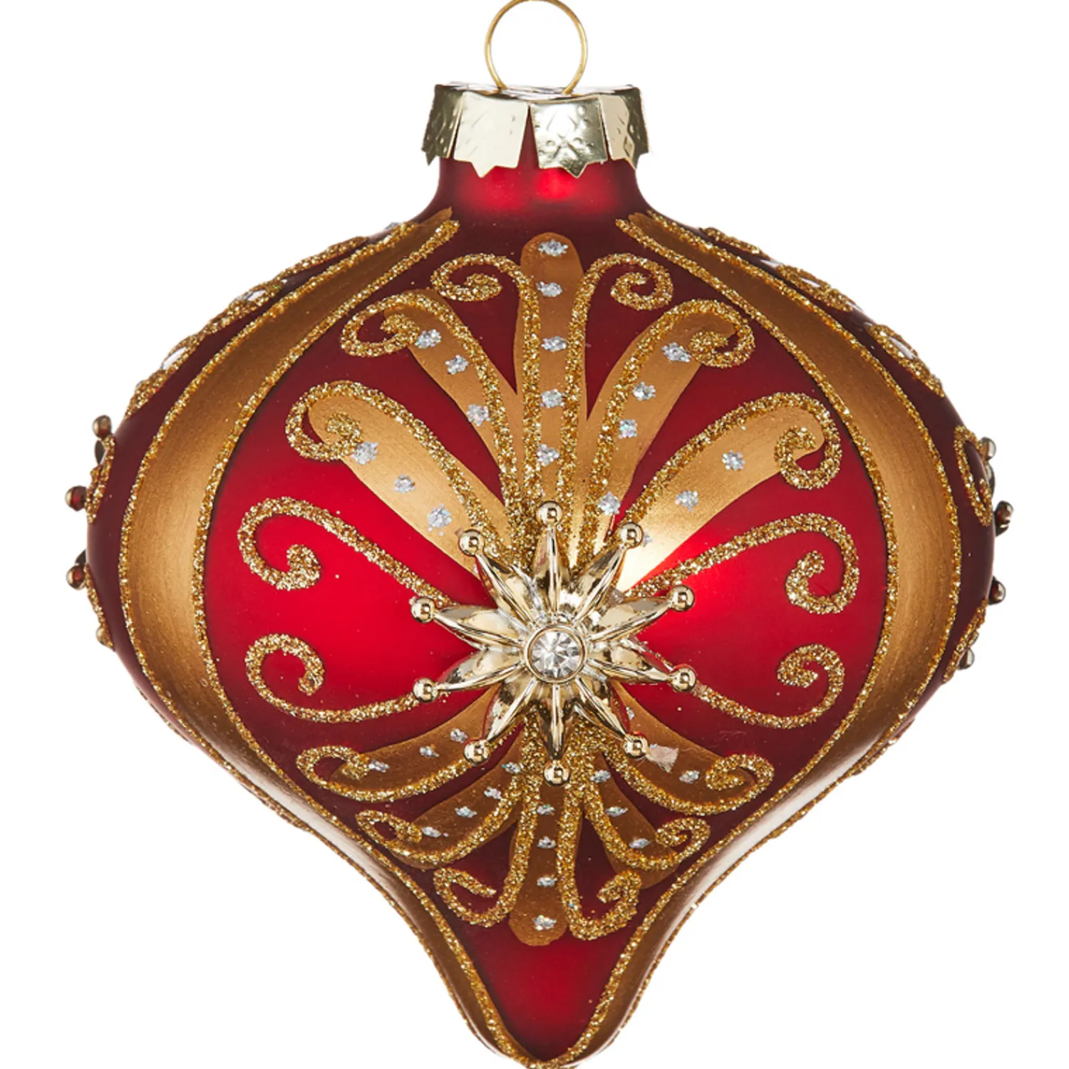 Sale The Jolly Christmas Shop Raz 4" Red And Gold Jeweled Glass Christmas Ornament 4112511