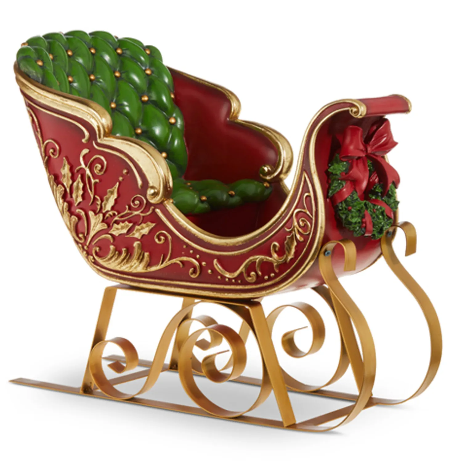 New The Jolly Christmas Shop Raz 22" Red And Gold Metal Sleigh Christmas Figure 4310180