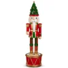 Best The Jolly Christmas Shop Raz 23" Red And Gold Nutcracker On Drum With Christmas Tree Figure 4401605
