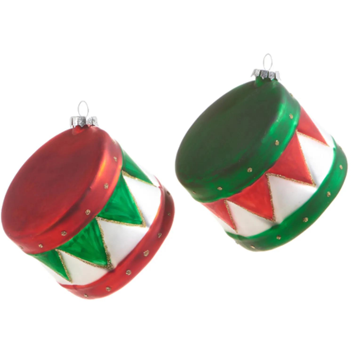 Online The Jolly Christmas Shop Raz 3.5" Red And Green Drum Glass Christmas Ornament 4322900
