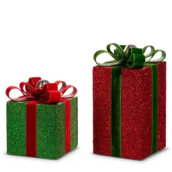 Hot The Jolly Christmas Shop Raz 9.5" Red And Green Presents Christmas Decoration 4406633