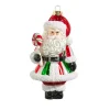Hot The Jolly Christmas Shop Raz 5.5" Red And Green Santa Holding Candy Glass Christmas Ornament 4415579