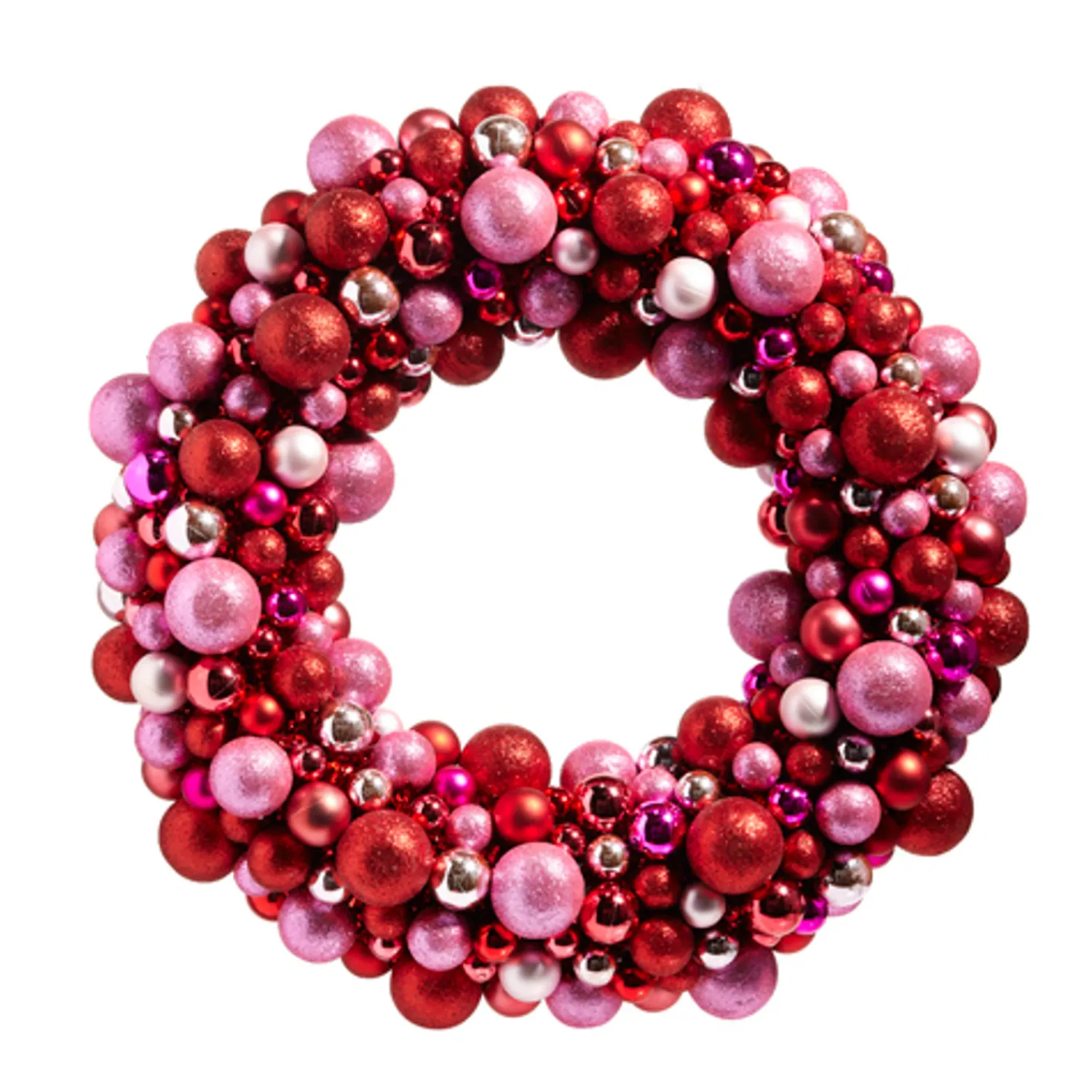 Online The Jolly Christmas Shop Raz 24" Red And Pink Multicolor Ball Ornament Christmas Wreath W4402429