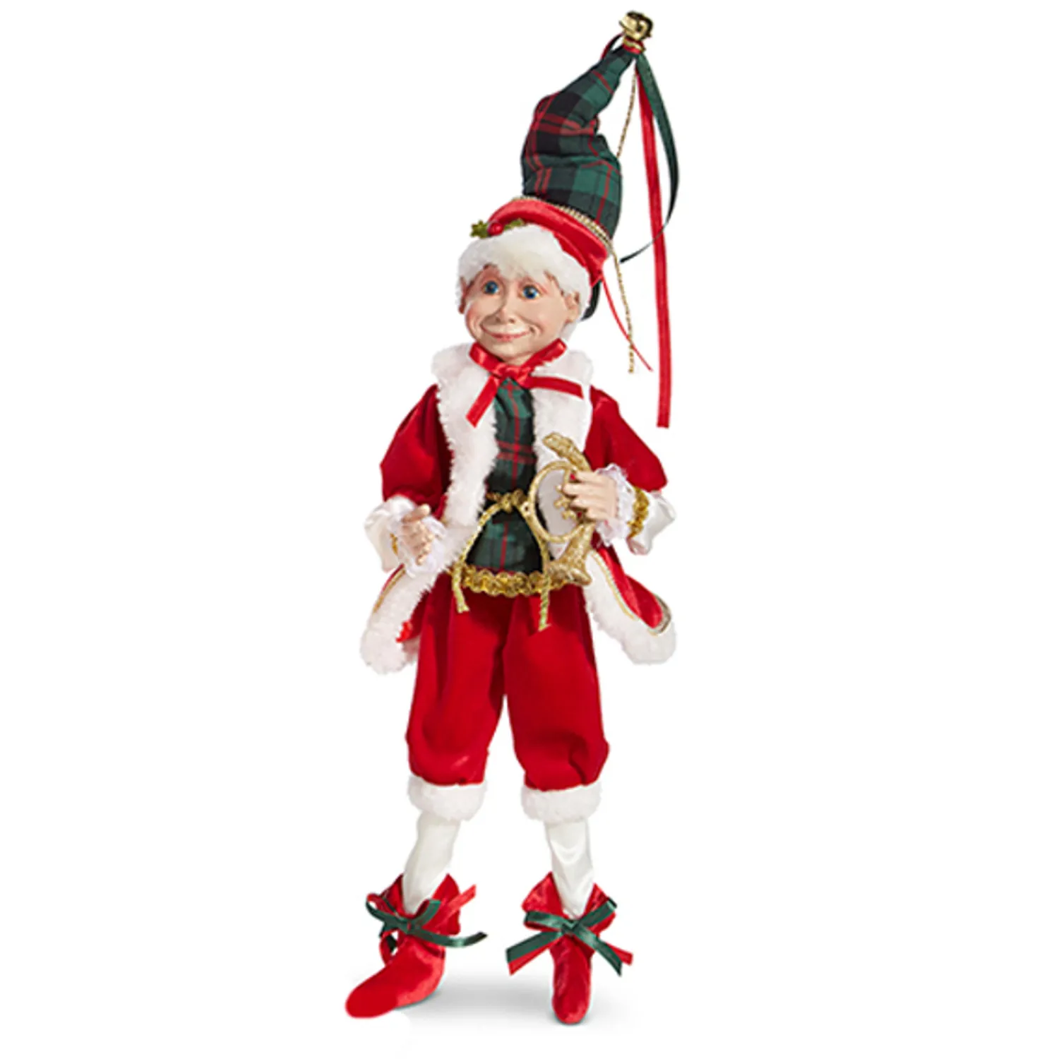 Discount The Jolly Christmas Shop Raz 16" Red And Plaid Posable Christmas Elf Figure 4302355