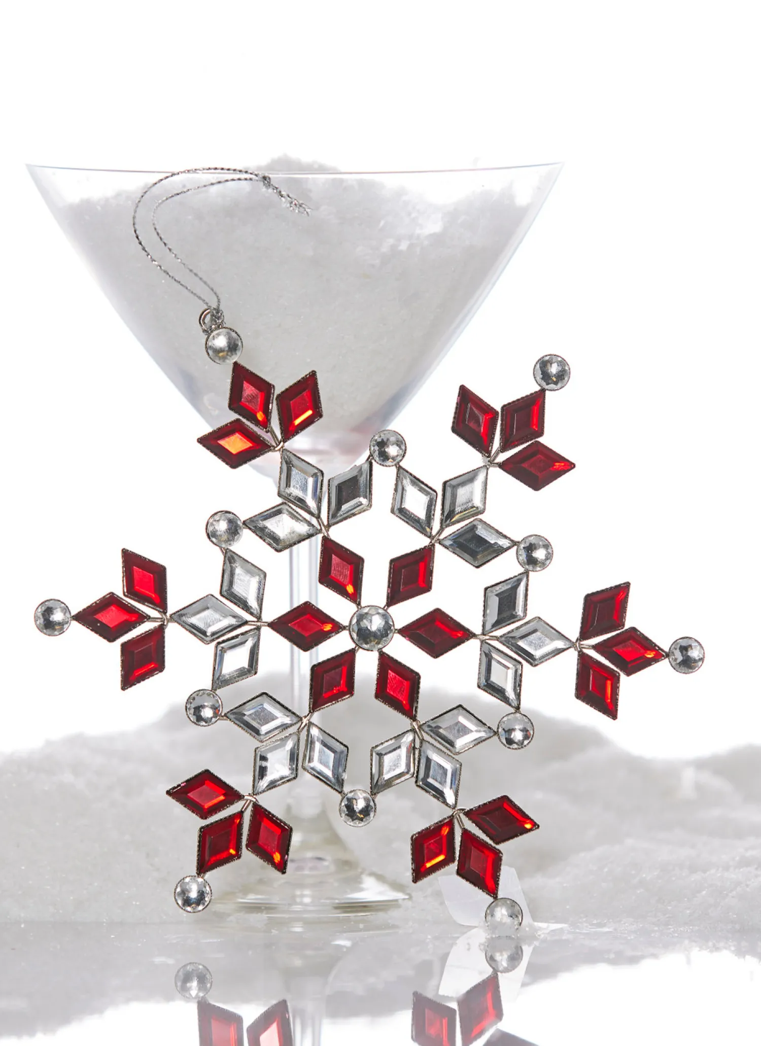 Discount The Jolly Christmas Shop Raz 6.5" Red And Silver Crystals Jeweled Snowflake Christmas Ornament 4313513