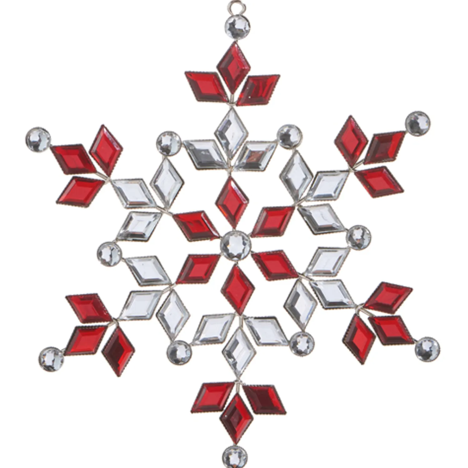 Discount The Jolly Christmas Shop Raz 6.5" Red And Silver Crystals Jeweled Snowflake Christmas Ornament 4313513