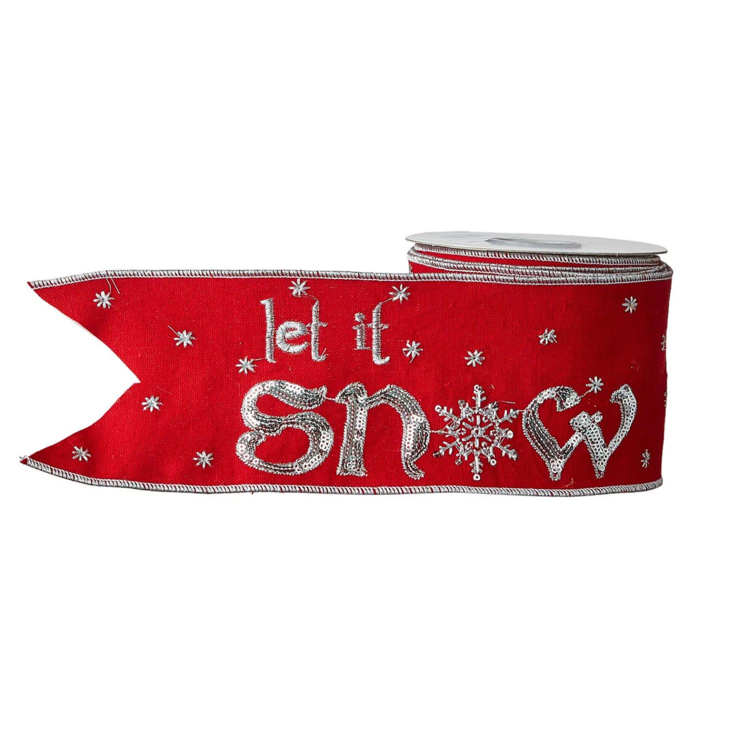 Clearance The Jolly Christmas Shop Raz 4" Red And Silver Let It Snow Wired Christmas Ribbon R4127755