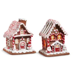 Outlet The Jolly Christmas Shop Raz 7" Red And White Peppermint Gingerbread House Christmas Decoration 4416280