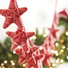 Discount The Jolly Christmas Shop Raz 6' Red And White Yarn Star Christmas Tree Garland G4160800