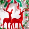 Outlet The Jolly Christmas Shop Raz 13" Red Flocked Deer Figure Set Of 2 4432754