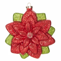 Discount The Jolly Christmas Shop Raz 6.5" Red Glitter Poinsettia Glass Christmas Ornament 4019189