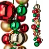 Clearance The Jolly Christmas Shop Raz 4' Red, Green, And Gold Ball Ornament Christmas Garland G4232726