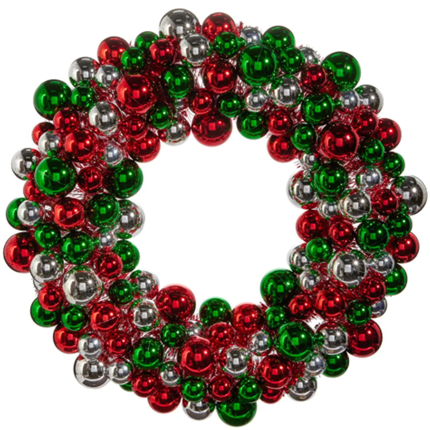 Outlet The Jolly Christmas Shop Raz 24" Red, Green, And Silver Ball Ornament Christmas Wreath W4416411