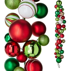 Online The Jolly Christmas Shop Raz 4' Red, Green, White Ball Ornament Christmas Garland G4322706