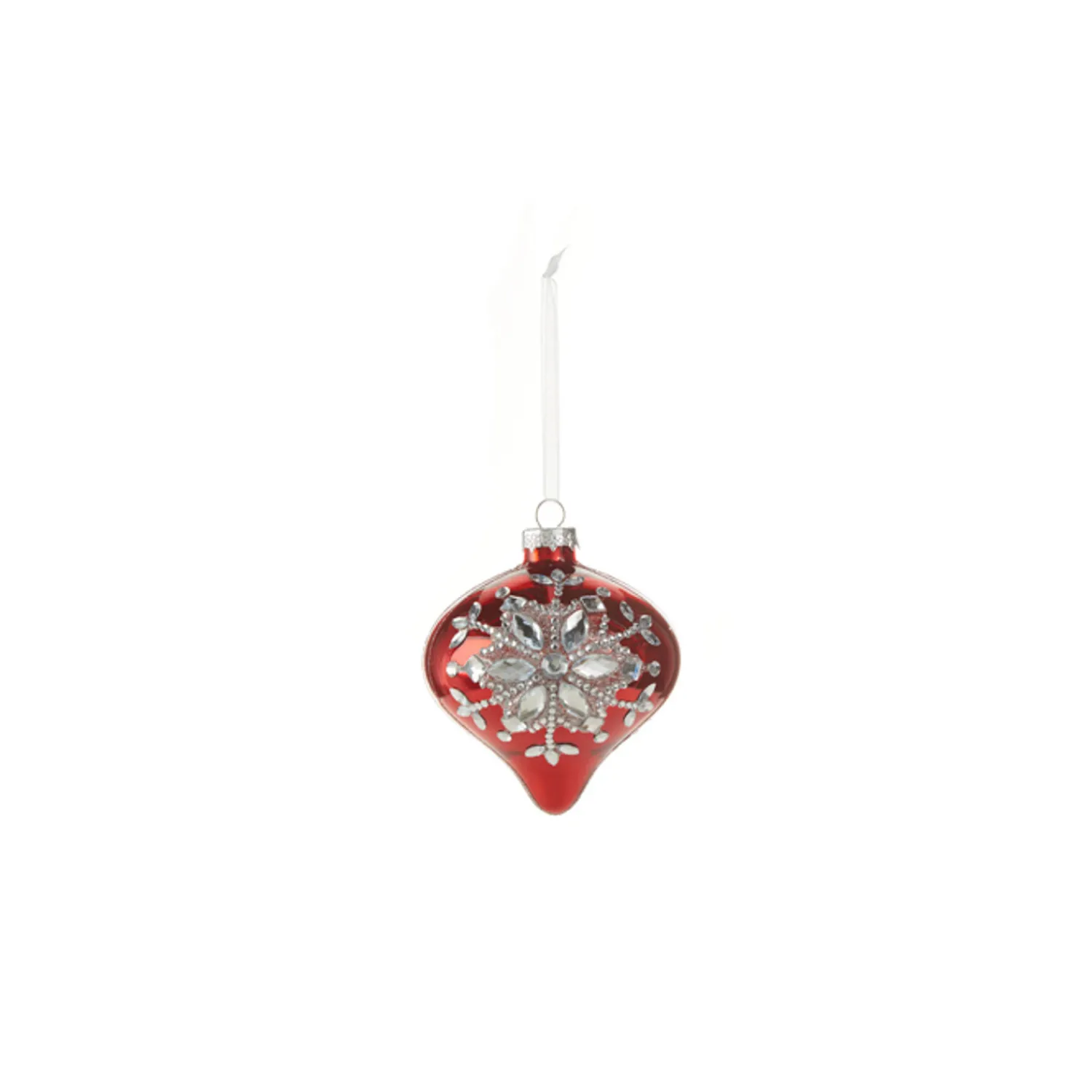 Best The Jolly Christmas Shop Raz 4" Red Jeweled Snowflake Glass Christmas Ornament 4324540