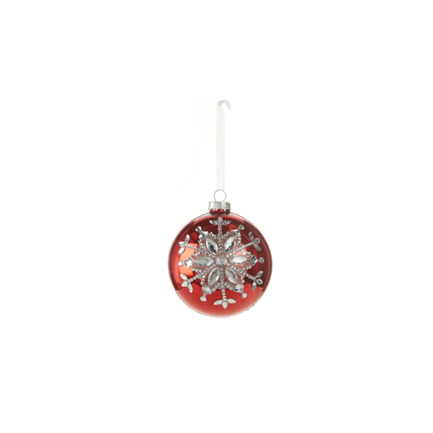 Best The Jolly Christmas Shop Raz 4" Red Jeweled Snowflake Glass Christmas Ornament 4324540