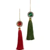 Best The Jolly Christmas Shop Raz 7.5" Red Or Green Jeweled Ball Tassel Christmas Ornament 4427324