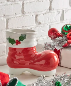Best The Jolly Christmas Shop Raz 10" Red Santa Boot Christmas Vase Or Figure 4457652