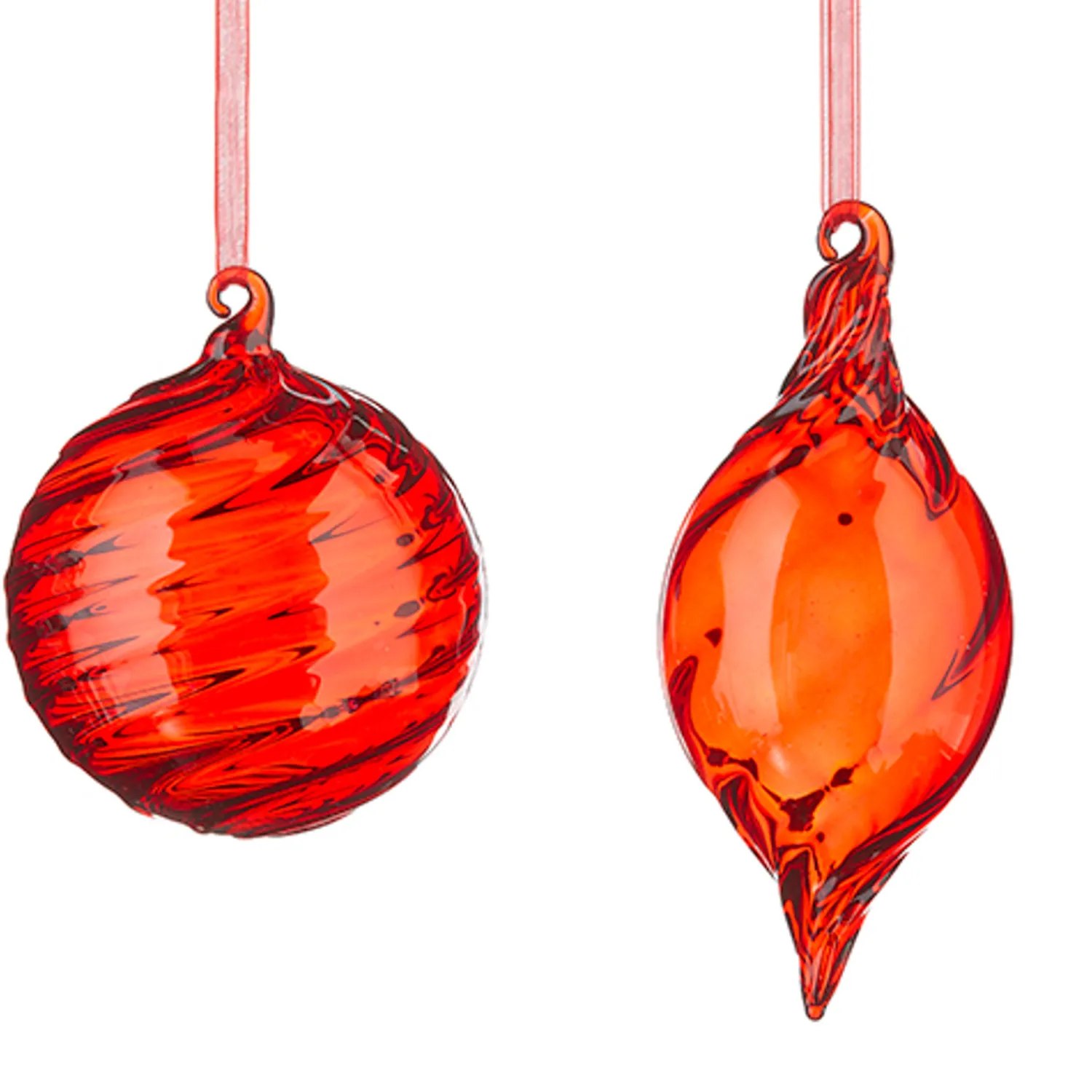 Best The Jolly Christmas Shop Raz 3.5" Red Swirl Glass Christmas Ornament 4224609