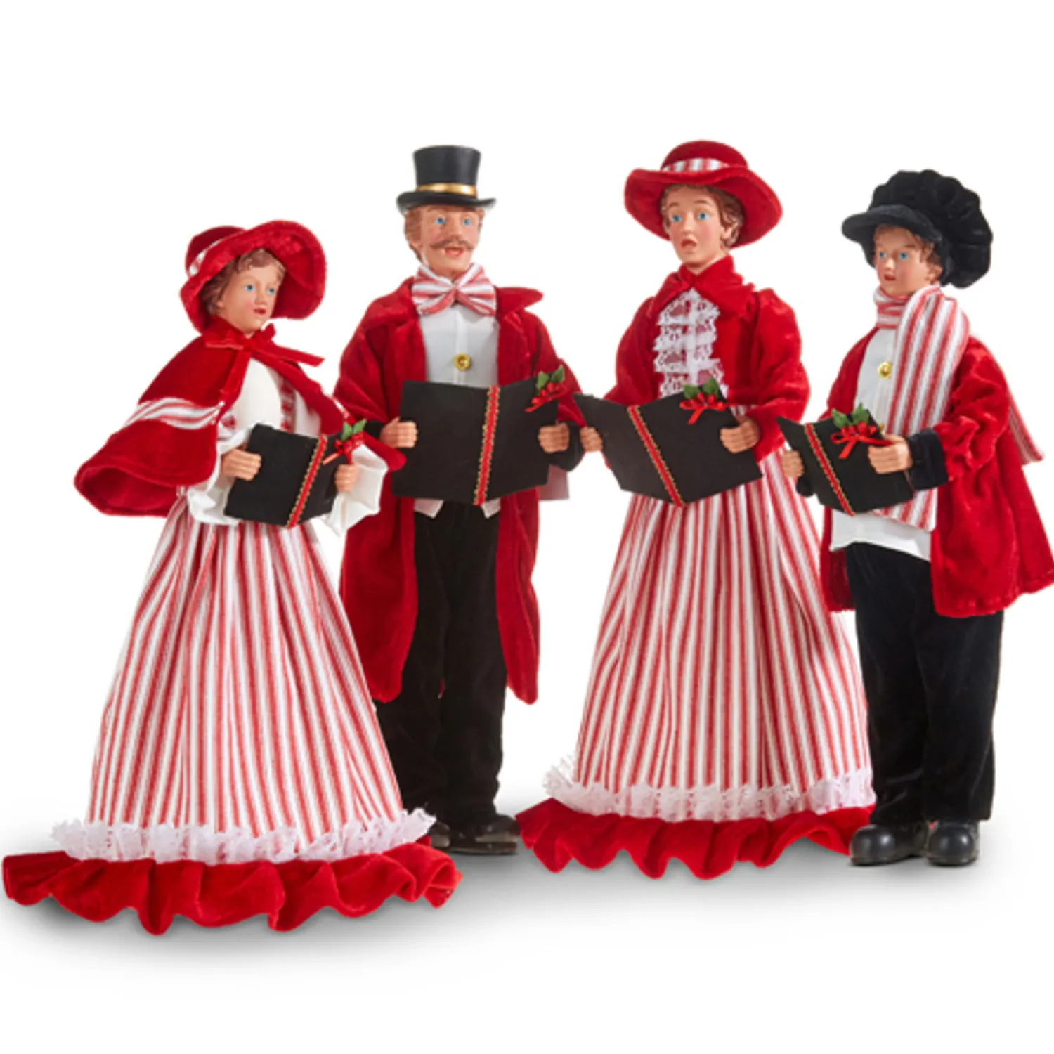 The Jolly Christmas Shop Raz 17.75" Red, White, And Black Carolers Family Christmas Decoration 4322101