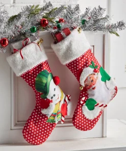 Best The Jolly Christmas Shop Raz 19" Retro Christmas Stocking Santa Or Snowman 4416274