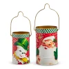 Hot The Jolly Christmas Shop Raz 9.5" Retro Santa And Snowman Christmas Bucket Decorations Set Of 2 4411208