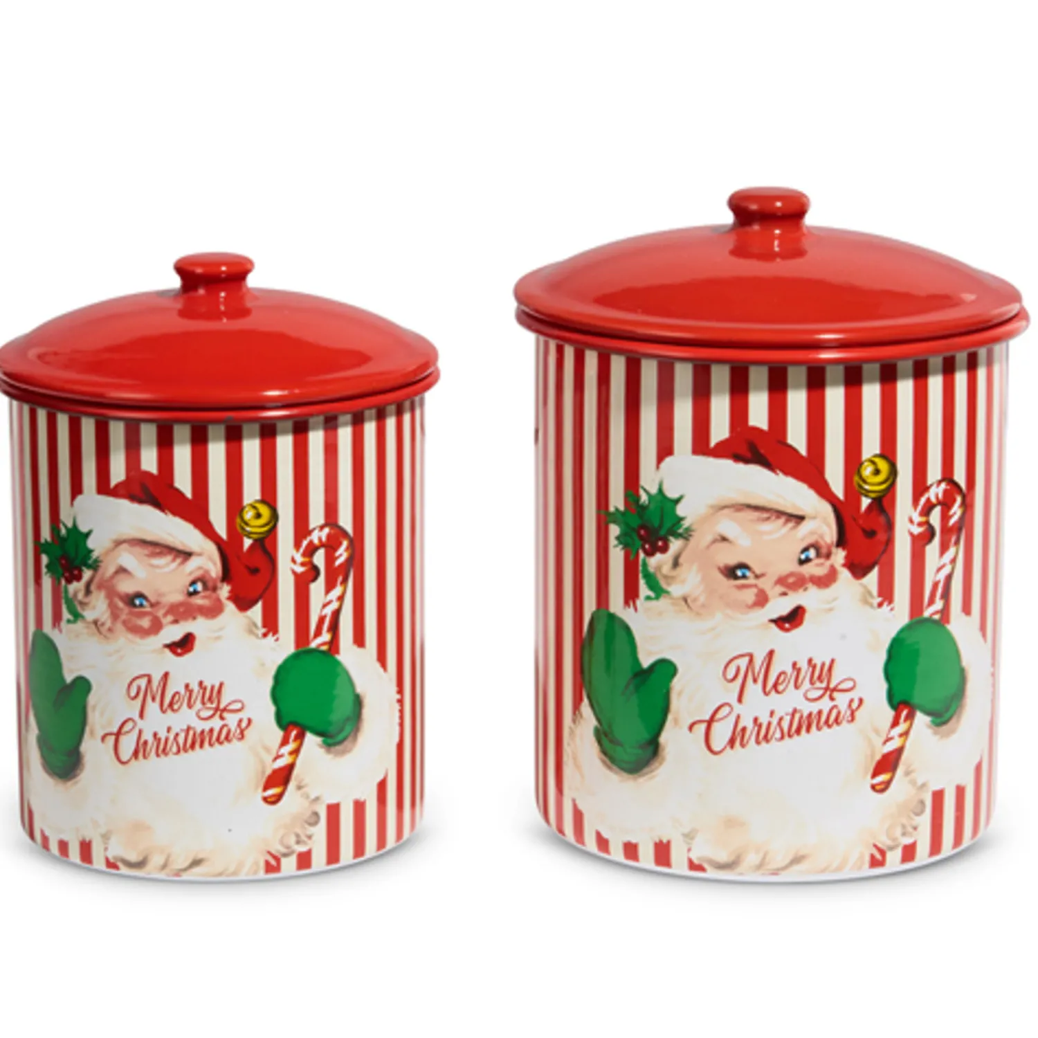 Best The Jolly Christmas Shop Raz 9" Retro Santa Christmas Cookie Jar Cannister Set Of 2 4411209