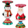 Outlet The Jolly Christmas Shop Raz 9" Retro Santa Or Snowman Christmas Candle Stand